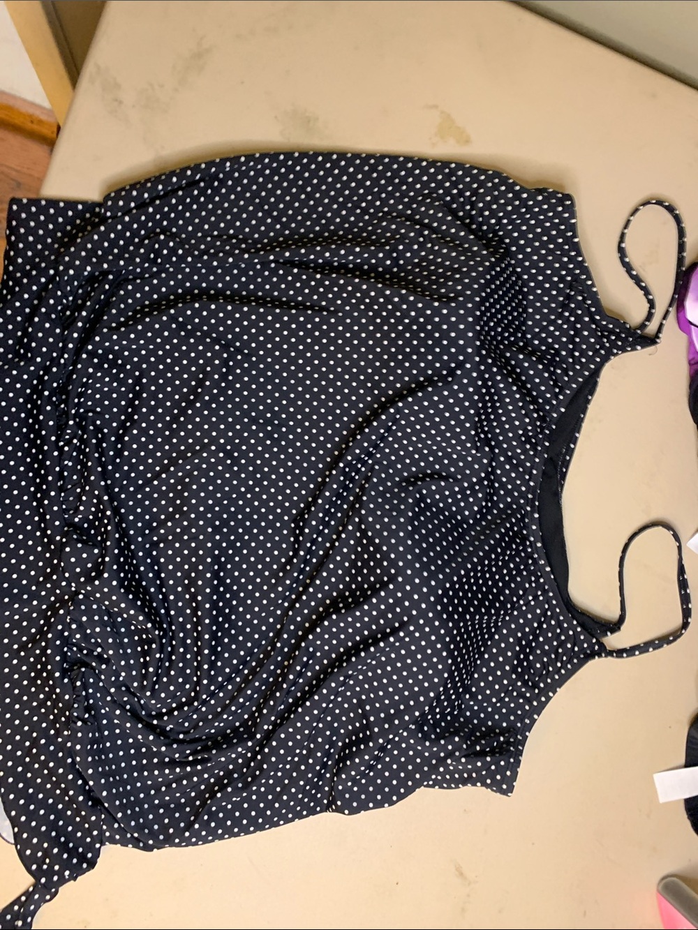 Material Girl Black Polka Dot Bikini Top